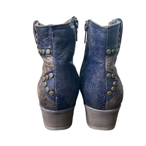 Circle G Studded Star Inlay Ankle Boot Western Blue Brown Womens Size 6.5 - Picture 4 of 9